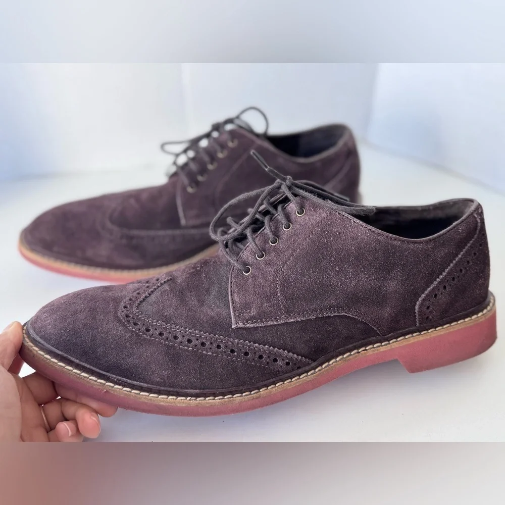 Cole Haan Franklin Wingtip Suede Lace Up Brown Oxfords Dress Shoes Mens Size 11